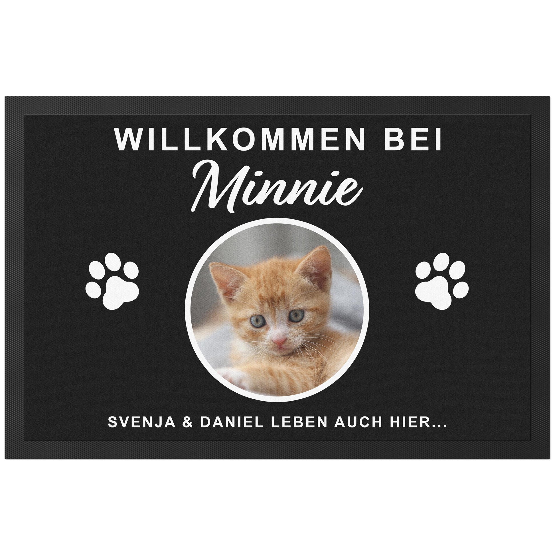 Fußmatte Katze personalisiert Einweihungsgeschenk Wohnung Geschenk Haustier Fußabtreter Haustür Türmatte Schmutzfangmatte für Innen 60x40 cm