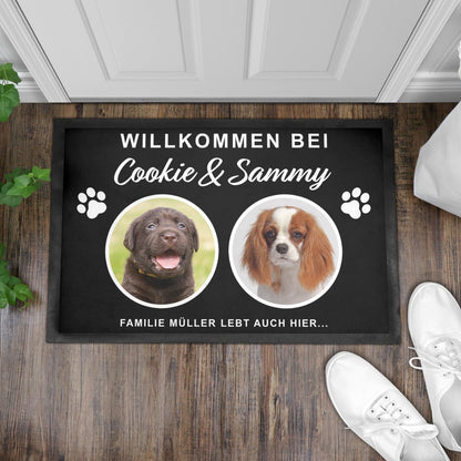 Fußmatte Hund personalisiert Einweihungsgeschenk Wohnung Hunde Geschenk Fußabtreter Haustür Türmatte Schmutzfangmatte für Innen 60x40 cm