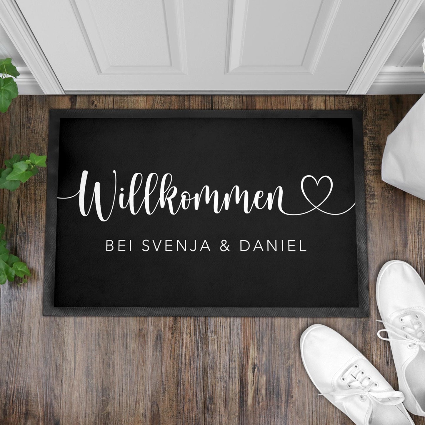 Fußmatte personalisiert Willkommen Wohnung Einweihungsgeschenk Geschenk zum Einzug ins Haus Schmutzfangmatte für Innen 60x40 cm