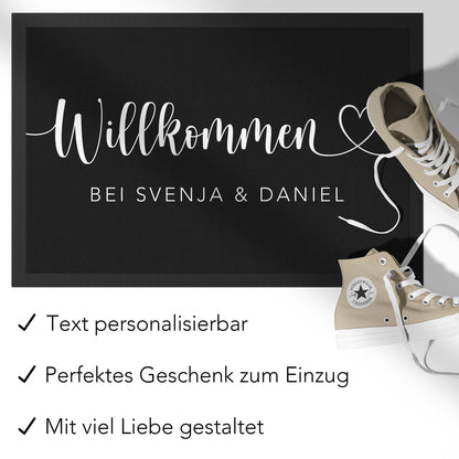 Fußmatte personalisiert Willkommen Wohnung Einweihungsgeschenk Geschenk zum Einzug ins Haus Schmutzfangmatte für Innen 60x40 cm