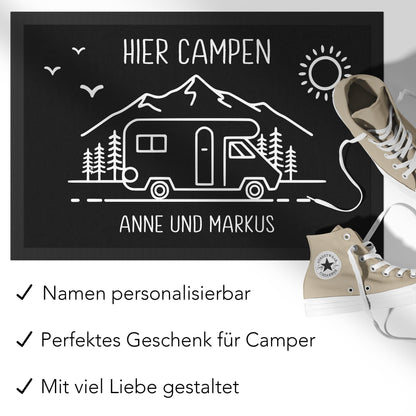 Camping Fußmatte personalisiert Wohnwagen Deko Geschenk für Camper Geschenk Wohnmobil Fußabtreter Schmutzfangmatte für Innen 60x40 cm