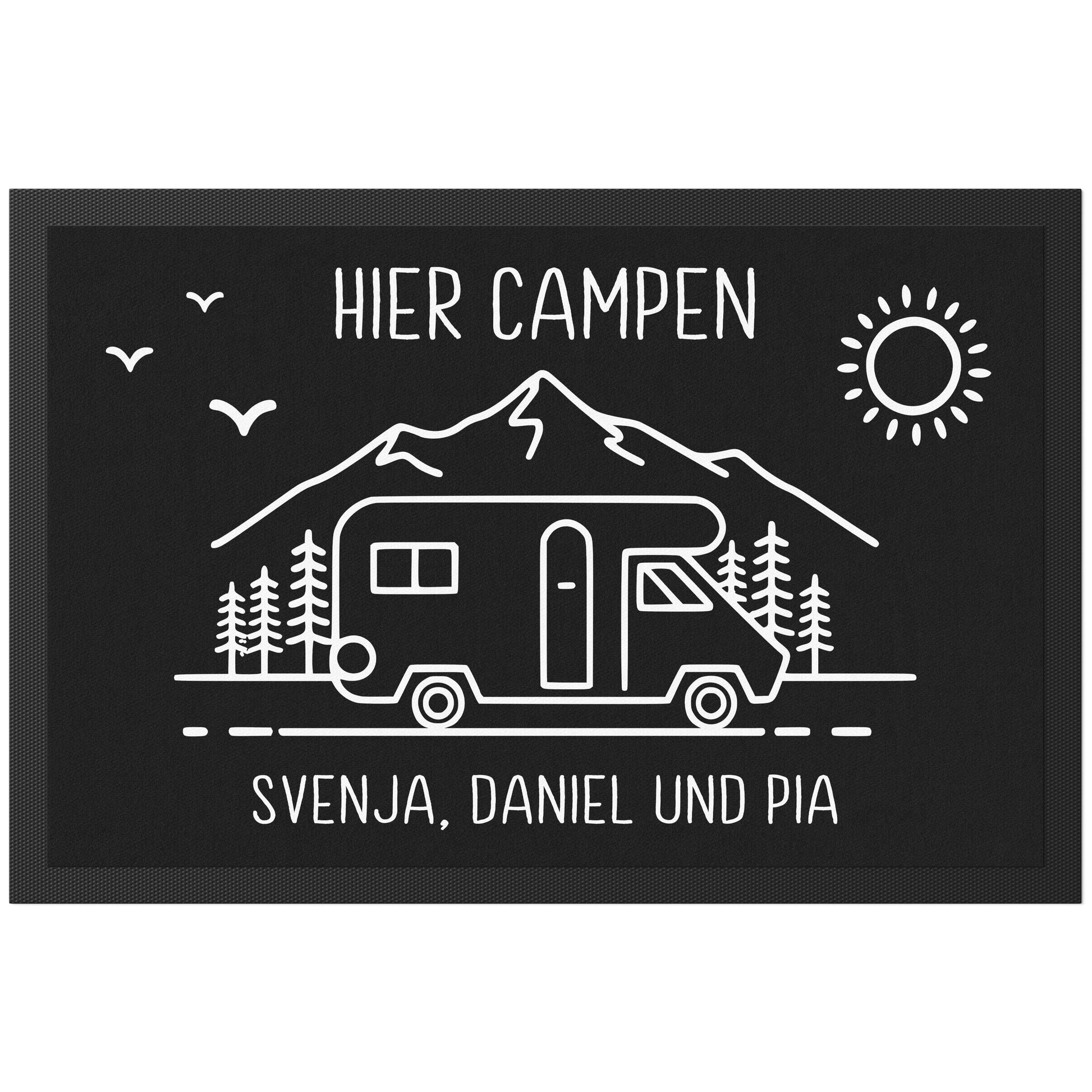Camping Fußmatte personalisiert Wohnwagen Deko Geschenk für Camper Geschenk Wohnmobil Fußabtreter Schmutzfangmatte für Innen 60x40 cm