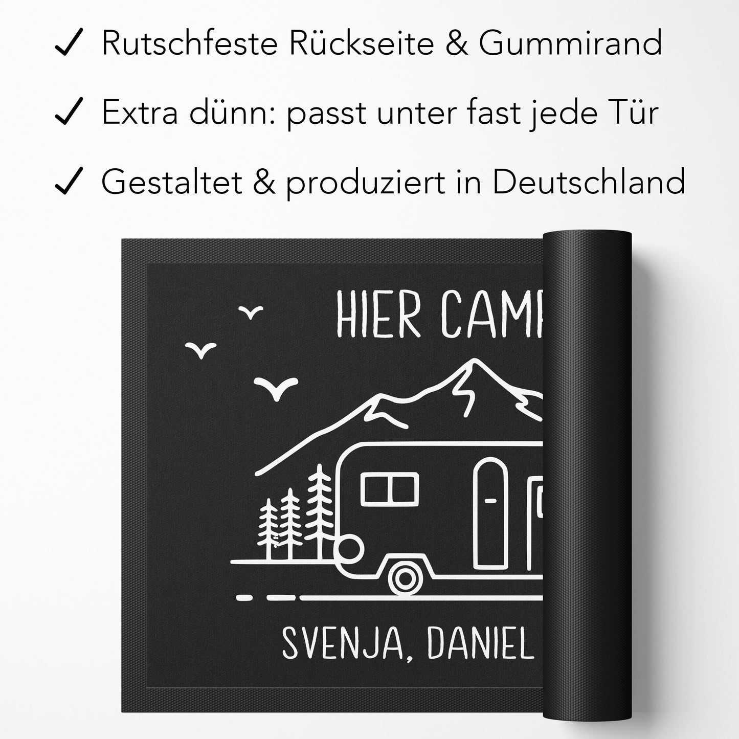 Camping Fußmatte personalisiert Wohnwagen Deko Geschenk für Camper Geschenk Wohnmobil Fußabtreter Schmutzfangmatte für Innen 60x40 cm