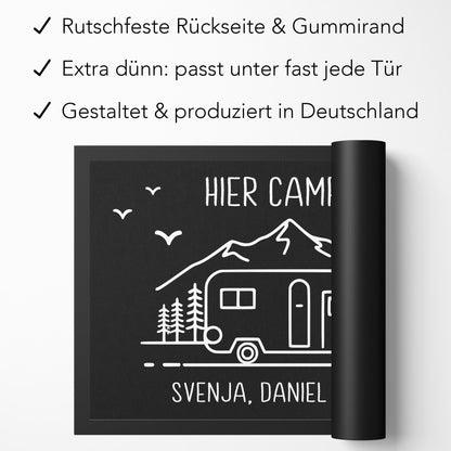 Camping Fußmatte personalisiert Wohnwagen Deko Geschenk für Camper Geschenk Wohnmobil Fußabtreter Schmutzfangmatte für Innen 60x40 cm