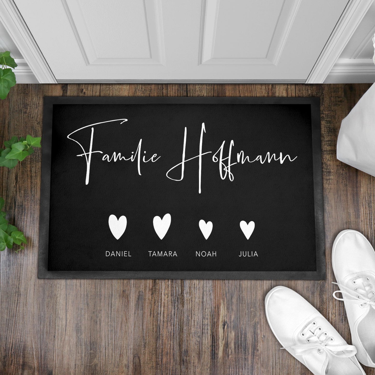 Fußmatte personalisiert Familie Einzugsgeschenk Wohnung Einweihungsgeschenk Geschenk zum Einzug ins Haus Schmutzfangmatte für Innen 60x40 cm