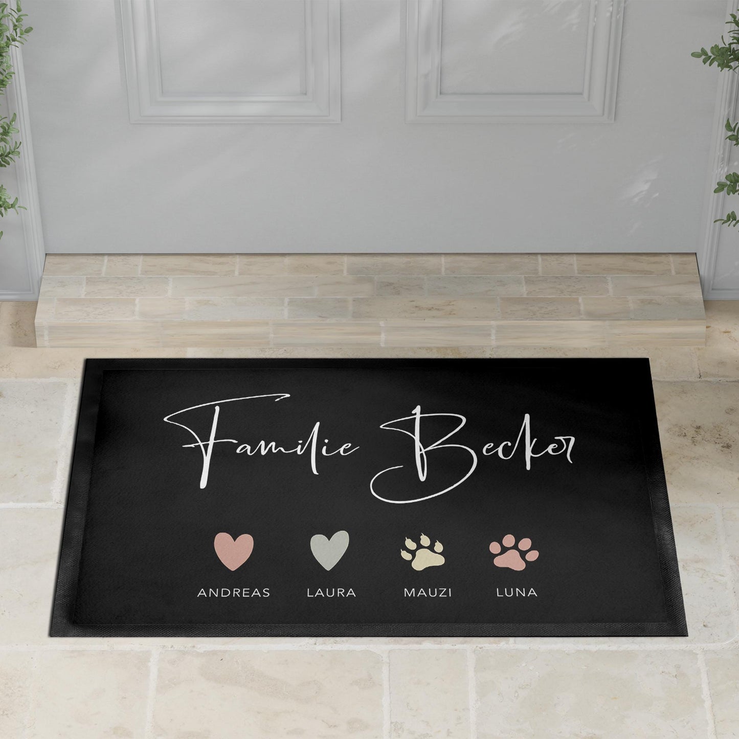 Fußmatte personalisiert Familie Einzugsgeschenk Wohnung Einweihungsgeschenk Geschenk zum Einzug ins Haus Schmutzfangmatte für Innen 60x40 cm