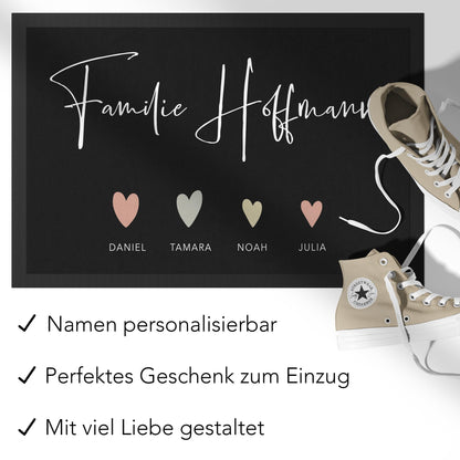 Fußmatte personalisiert Familie Einzugsgeschenk Wohnung Einweihungsgeschenk Geschenk zum Einzug ins Haus Schmutzfangmatte für Innen 60x40 cm