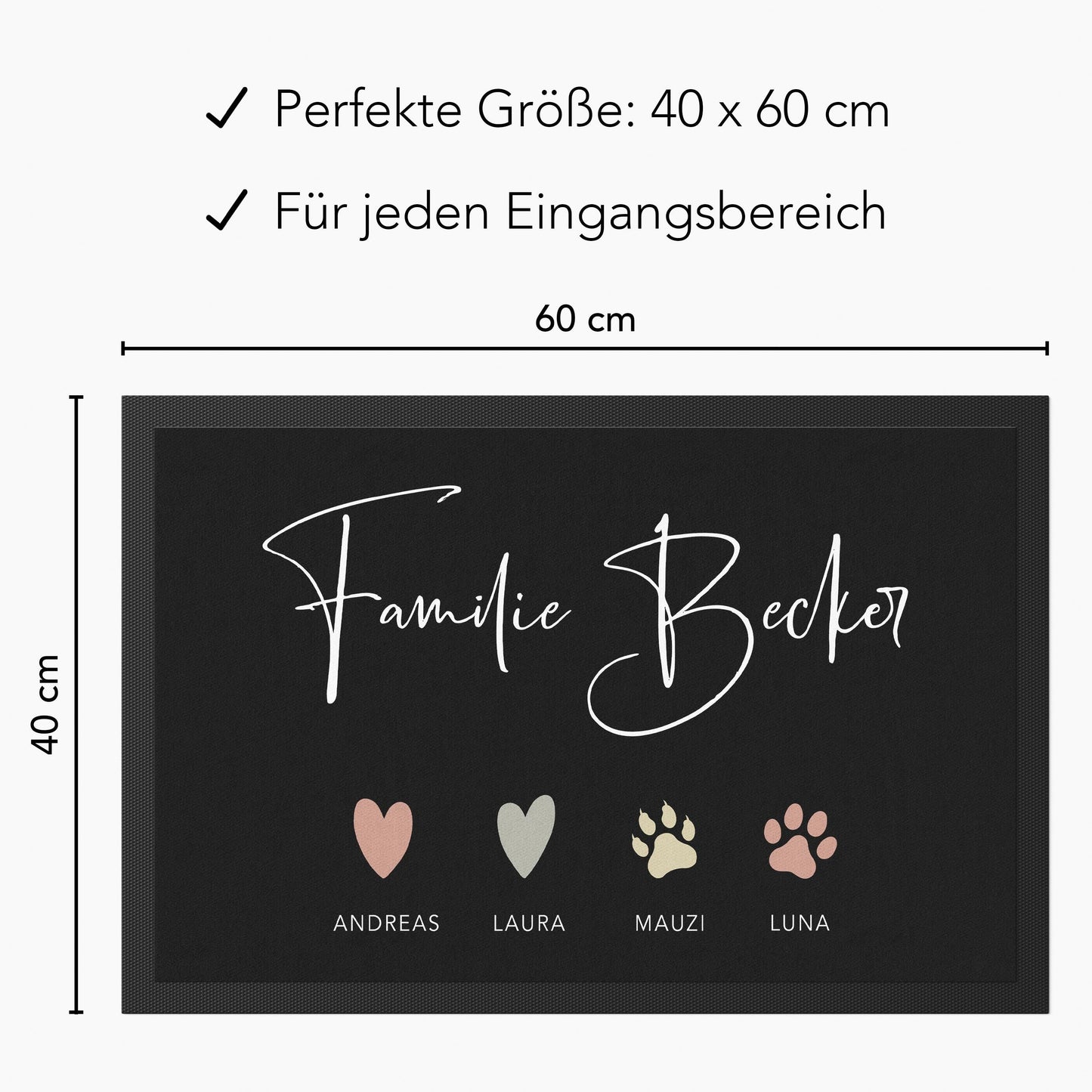 Fußmatte personalisiert Familie Einzugsgeschenk Wohnung Einweihungsgeschenk Geschenk zum Einzug ins Haus Schmutzfangmatte für Innen 60x40 cm