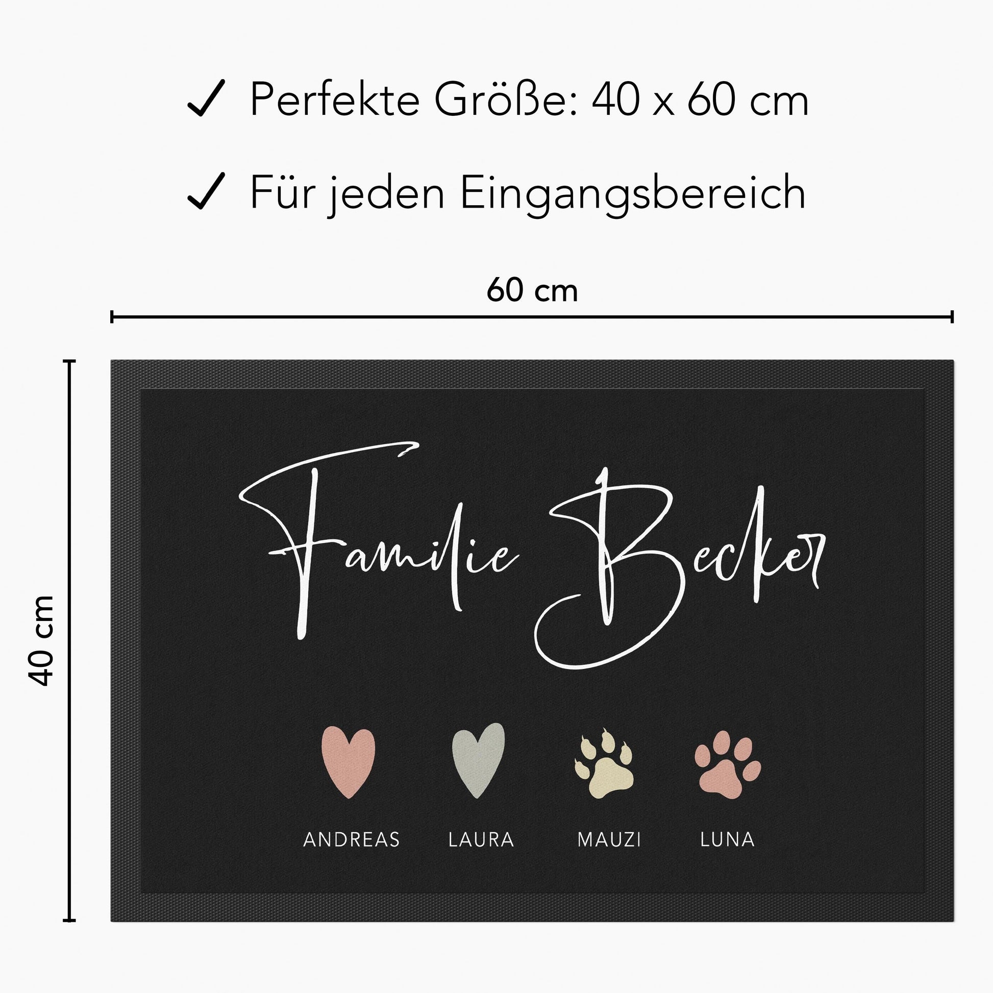 Fußmatte personalisiert Familie Einzugsgeschenk Wohnung Einweihungsgeschenk Geschenk zum Einzug ins Haus Schmutzfangmatte für Innen 60x40 cm