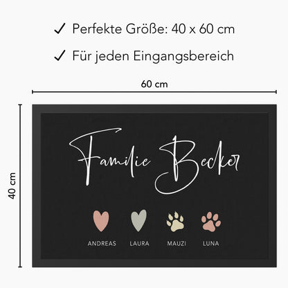 Fußmatte personalisiert Familie Einzugsgeschenk Wohnung Einweihungsgeschenk Geschenk zum Einzug ins Haus Schmutzfangmatte für Innen 60x40 cm