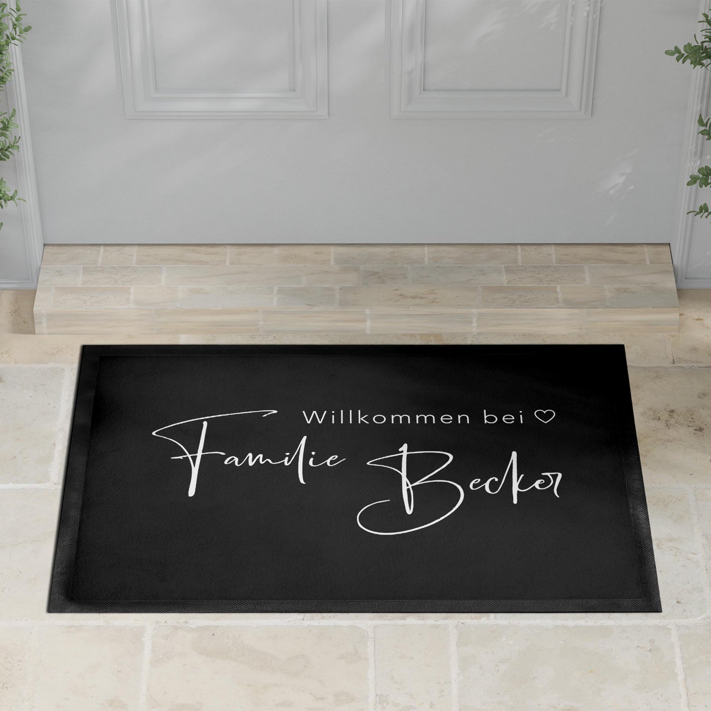 Fußmatte Familie personalisiert Willkommen Wohnung Einweihungsgeschenk Geschenk zum Einzug ins Haus Schmutzfangmatte für Innen 60x40 cm