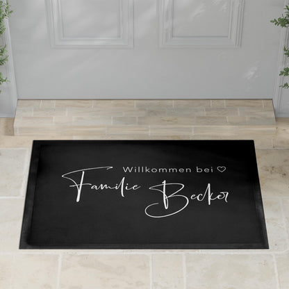Fußmatte Familie personalisiert Willkommen Wohnung Einweihungsgeschenk Geschenk zum Einzug ins Haus Schmutzfangmatte für Innen 60x40 cm