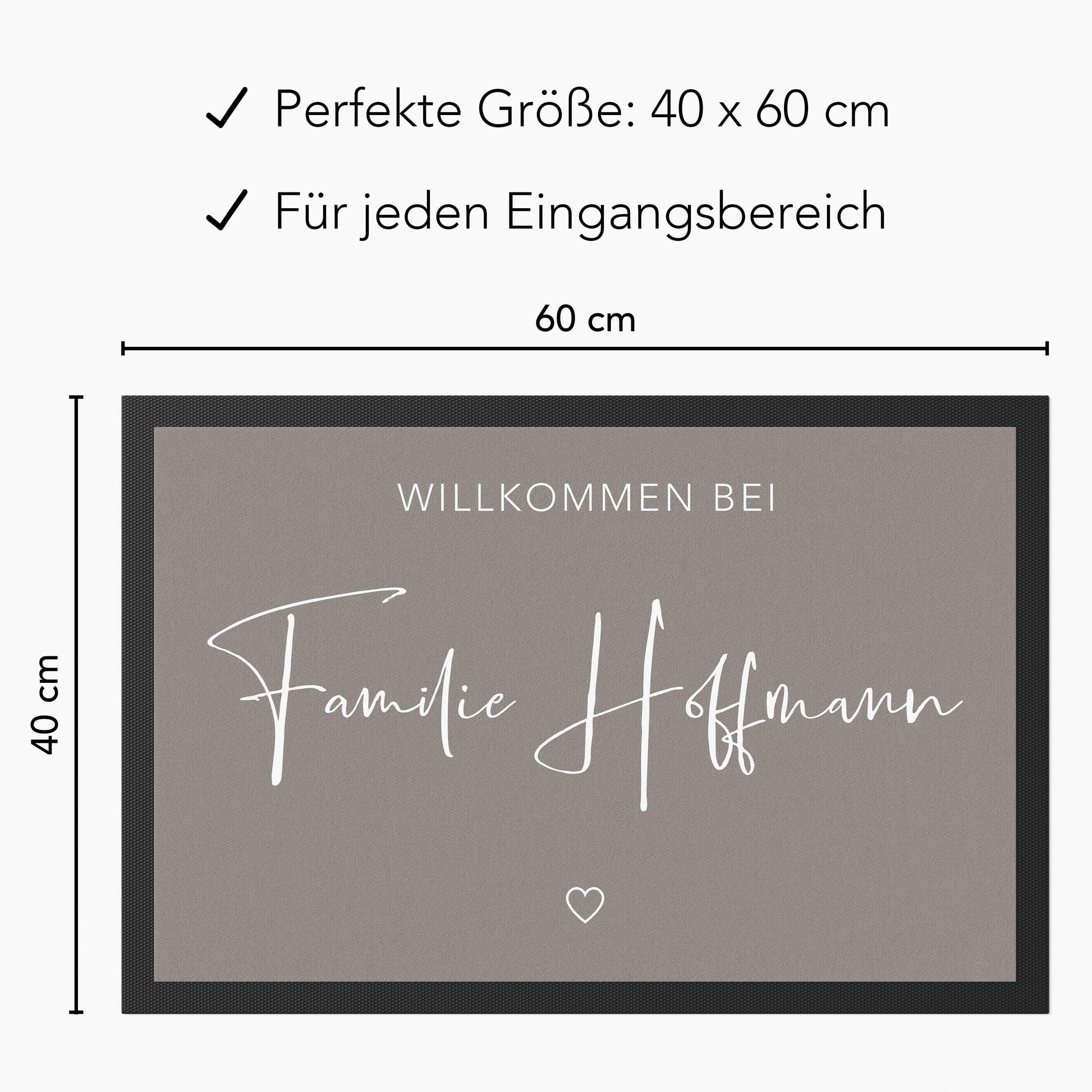 Fußmatte Familie personalisiert Willkommen Wohnung Einweihungsgeschenk Geschenk zum Einzug Richtfest Schmutzfangmatte für Innen 60x40 cm