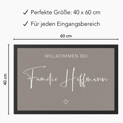 Fußmatte Familie personalisiert Willkommen Wohnung Einweihungsgeschenk Geschenk zum Einzug Richtfest Schmutzfangmatte für Innen 60x40 cm