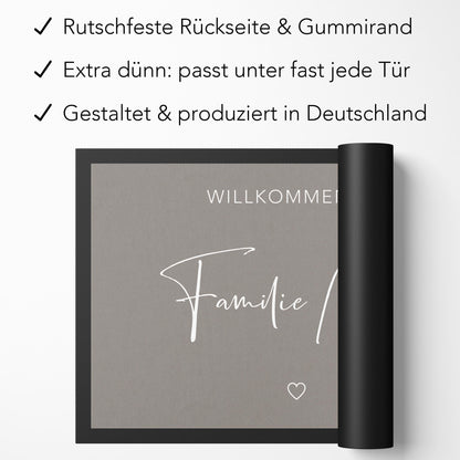Fußmatte Familie personalisiert Willkommen Wohnung Einweihungsgeschenk Geschenk zum Einzug Richtfest Schmutzfangmatte für Innen 60x40 cm