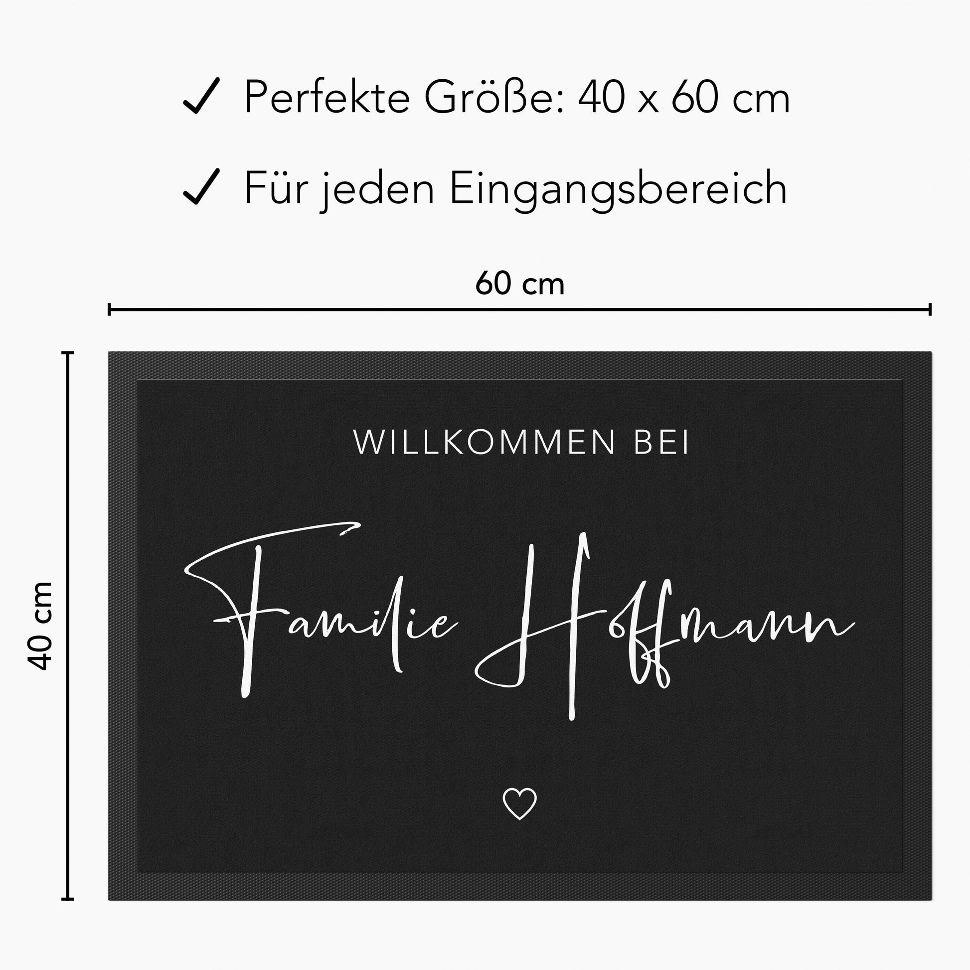 Fußmatte Familie personalisiert Willkommen Wohnung Einweihungsgeschenk Geschenk zum Einzug Richtfest Schmutzfangmatte für Innen 60x40 cm
