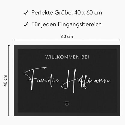 Fußmatte Familie personalisiert Willkommen Wohnung Einweihungsgeschenk Geschenk zum Einzug Richtfest Schmutzfangmatte für Innen 60x40 cm
