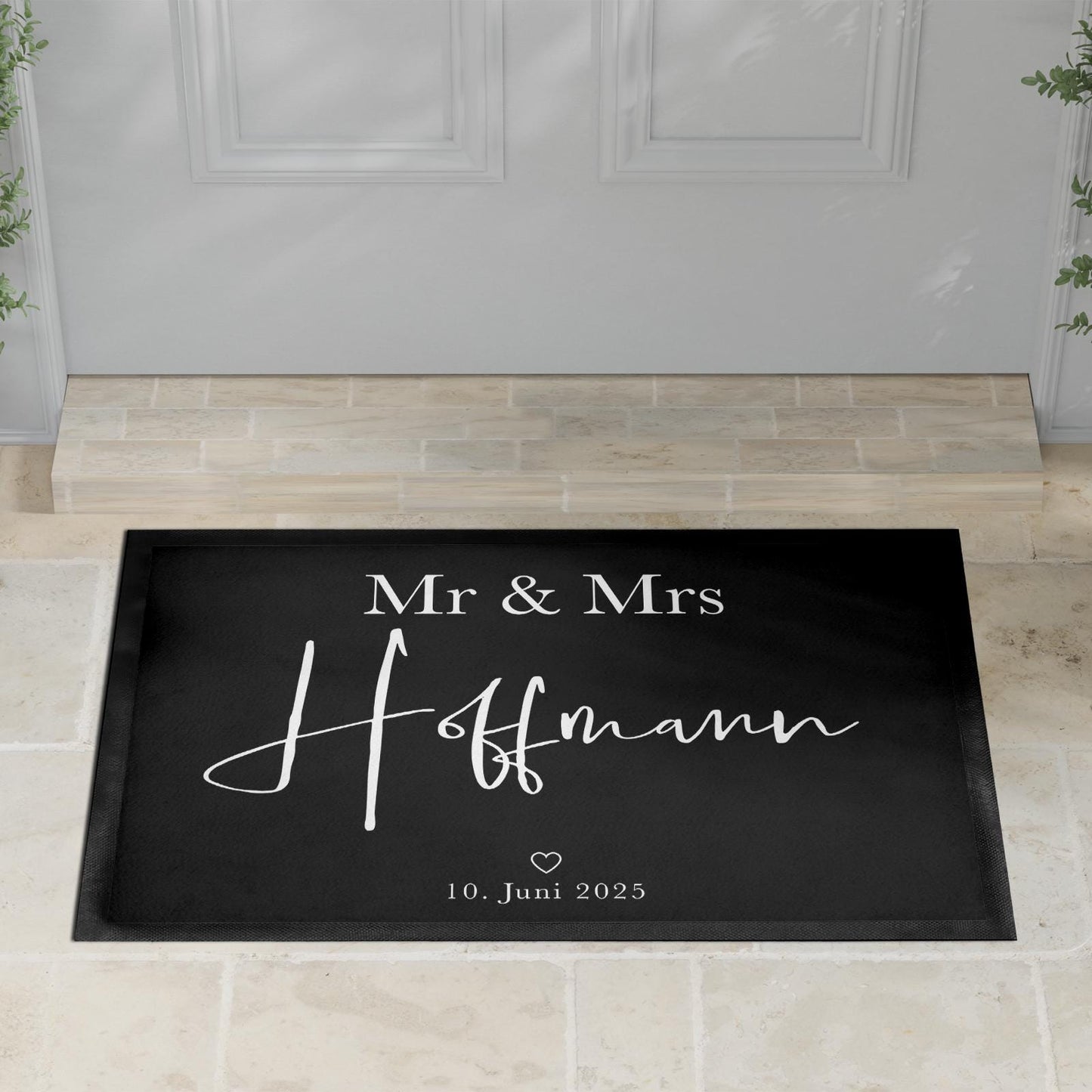 Fußmatte Hochzeit personalisiert Mr and Mrs Geschenk Einzugsgeschenk Wohnung Hochzeitsgeschenk Schmutzfangmatte für Innen 60x40 cm
