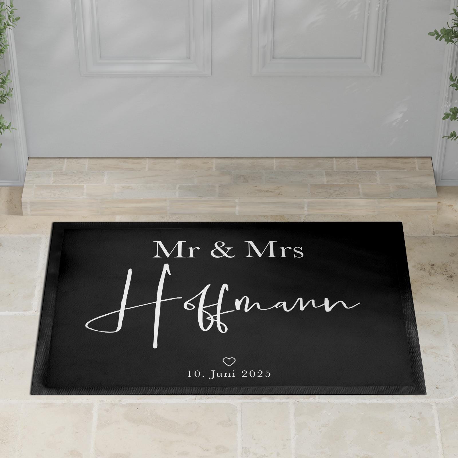 Fußmatte Hochzeit personalisiert Mr and Mrs Geschenk Einzugsgeschenk Wohnung Hochzeitsgeschenk Schmutzfangmatte für Innen 60x40 cm