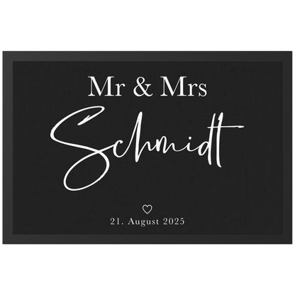 Fußmatte Hochzeit personalisiert Mr and Mrs Geschenk Einzugsgeschenk Wohnung Hochzeitsgeschenk Schmutzfangmatte für Innen 60x40 cm