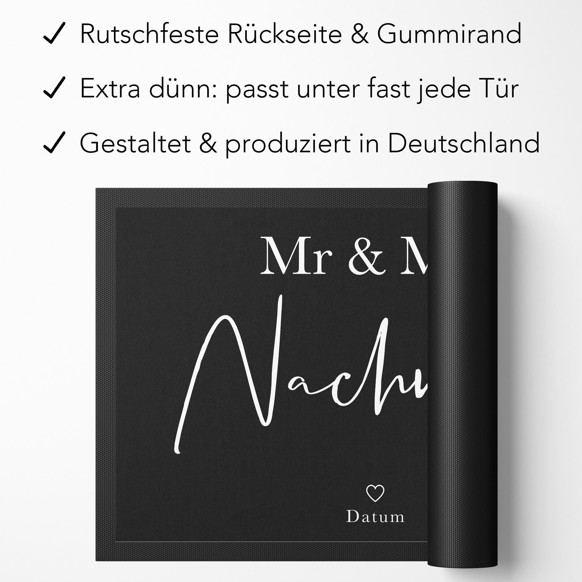 Fußmatte Hochzeit personalisiert Mr and Mrs Geschenk Einzugsgeschenk Wohnung Hochzeitsgeschenk Schmutzfangmatte für Innen 60x40 cm
