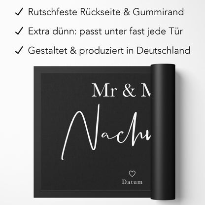 Fußmatte Hochzeit personalisiert Mr and Mrs Geschenk Einzugsgeschenk Wohnung Hochzeitsgeschenk Schmutzfangmatte für Innen 60x40 cm