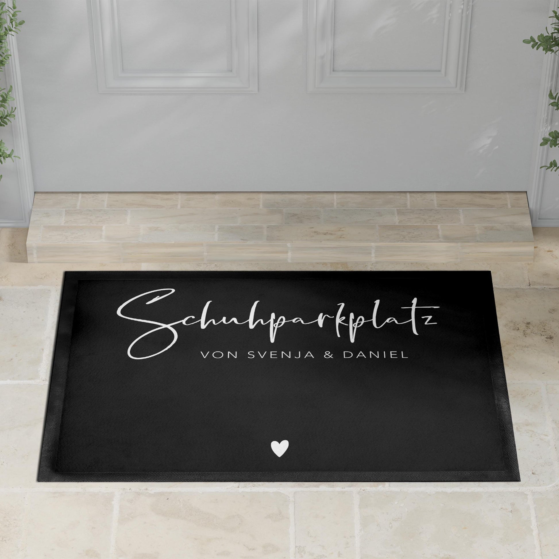 Schuhparkplatz Fußmatte personalisiert Schuhmatte Geschenk Familie Einzugsgeschenk Wohnung Fußabtreter Schmutzfangmatte für Innen 60x40 cm