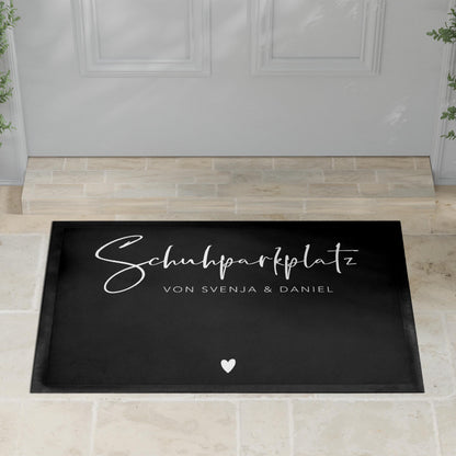 Schuhparkplatz Fußmatte personalisiert Schuhmatte Geschenk Familie Einzugsgeschenk Wohnung Fußabtreter Schmutzfangmatte für Innen 60x40 cm