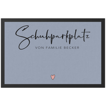 Schuhparkplatz Fußmatte personalisiert Schuhmatte Geschenk Familie Einzugsgeschenk Wohnung Fußabtreter Schmutzfangmatte für Innen 60x40 cm