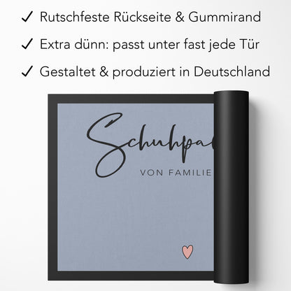 Schuhparkplatz Fußmatte personalisiert Schuhmatte Geschenk Familie Einzugsgeschenk Wohnung Fußabtreter Schmutzfangmatte für Innen 60x40 cm