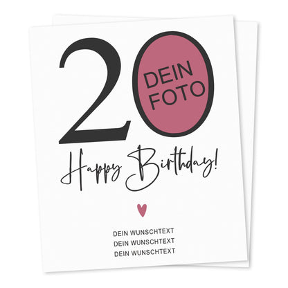20. Geburtstag Geschenk Weinetiketten personalisierte Flaschenetiketten Foto Geburtstagsgeschenk Etiketten selbstklebend 2 Stück | 10x12 cm