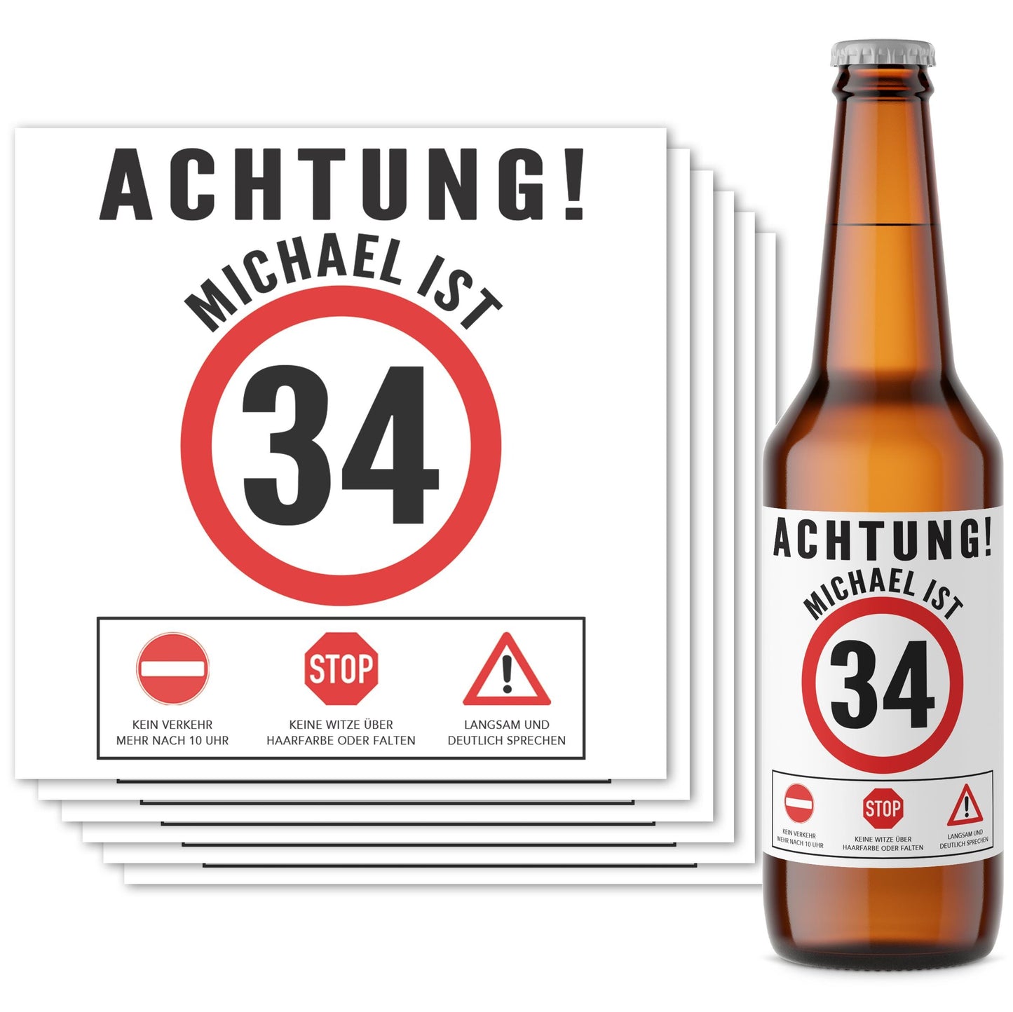 Bier Geschenk Mann Geburtstag Bieretiketten personalisiert Männergeschenk Geburtstagsgeschenk Bierflaschen Etiketten 6 Stück | 9x9 cm