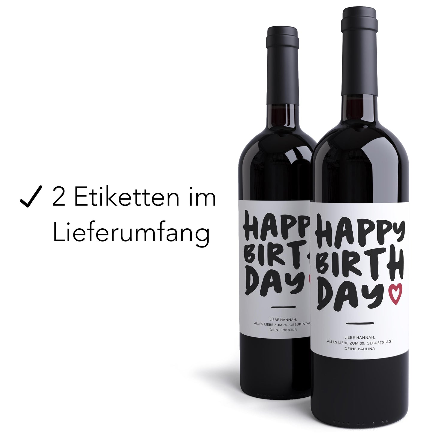 Geburtstag Frau Weinetiketten personalisierte Flaschenetiketten Happy Birthday Geburtstagsgeschenk Geschenk Etiketten 2 Stück | 10x12 cm