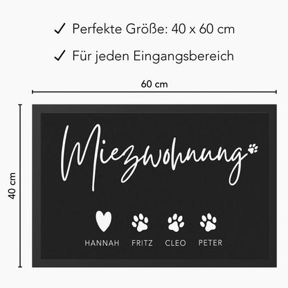 Katze Fußmatte personalisiert Einweihungsgeschenk Wohnung Geschenk Katzendeko Einzug Haustier Schmutzfangmatte für Innen 60x40 cm