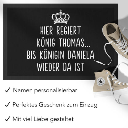 Fußmatte lustig personalisiert König Königin Wohnung Einweihungsgeschenk witzig Geschenk zum Einzug Schmutzfangmatte für Innen 60x40 cm
