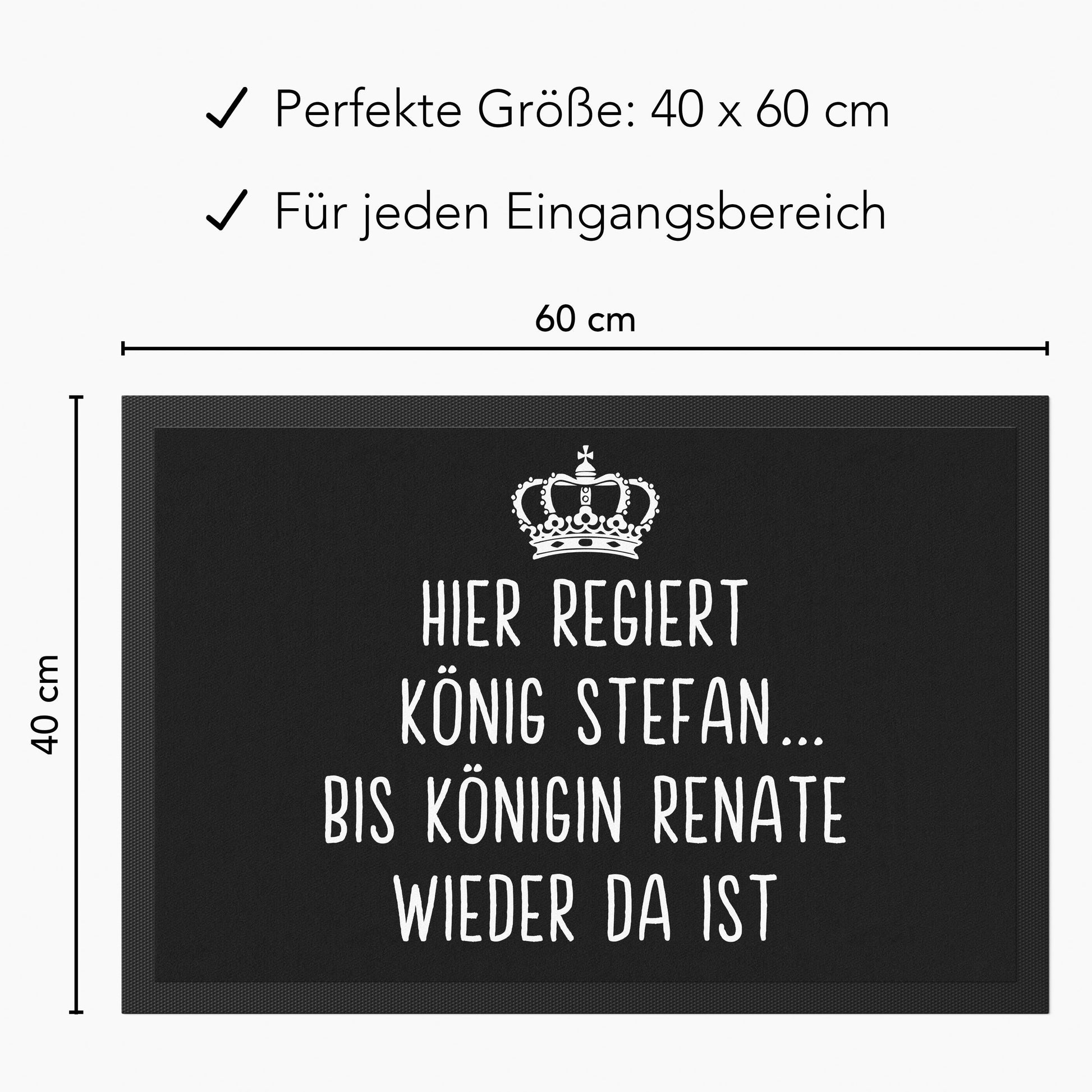 Fußmatte lustig personalisiert König Königin Wohnung Einweihungsgeschenk witzig Geschenk zum Einzug Schmutzfangmatte für Innen 60x40 cm