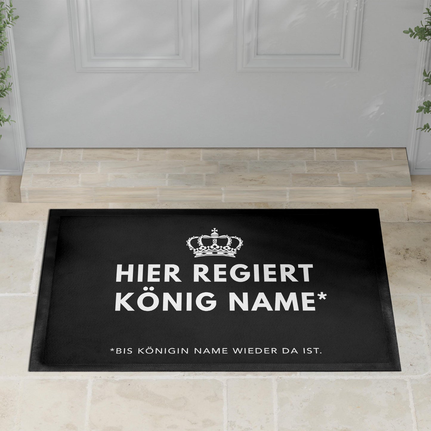 Lustige Fußmatte personalisiert König Königin Wohnung Einweihungsgeschenk witzig Geschenk zum Einzug Schmutzfangmatte für Innen 60x40 cm