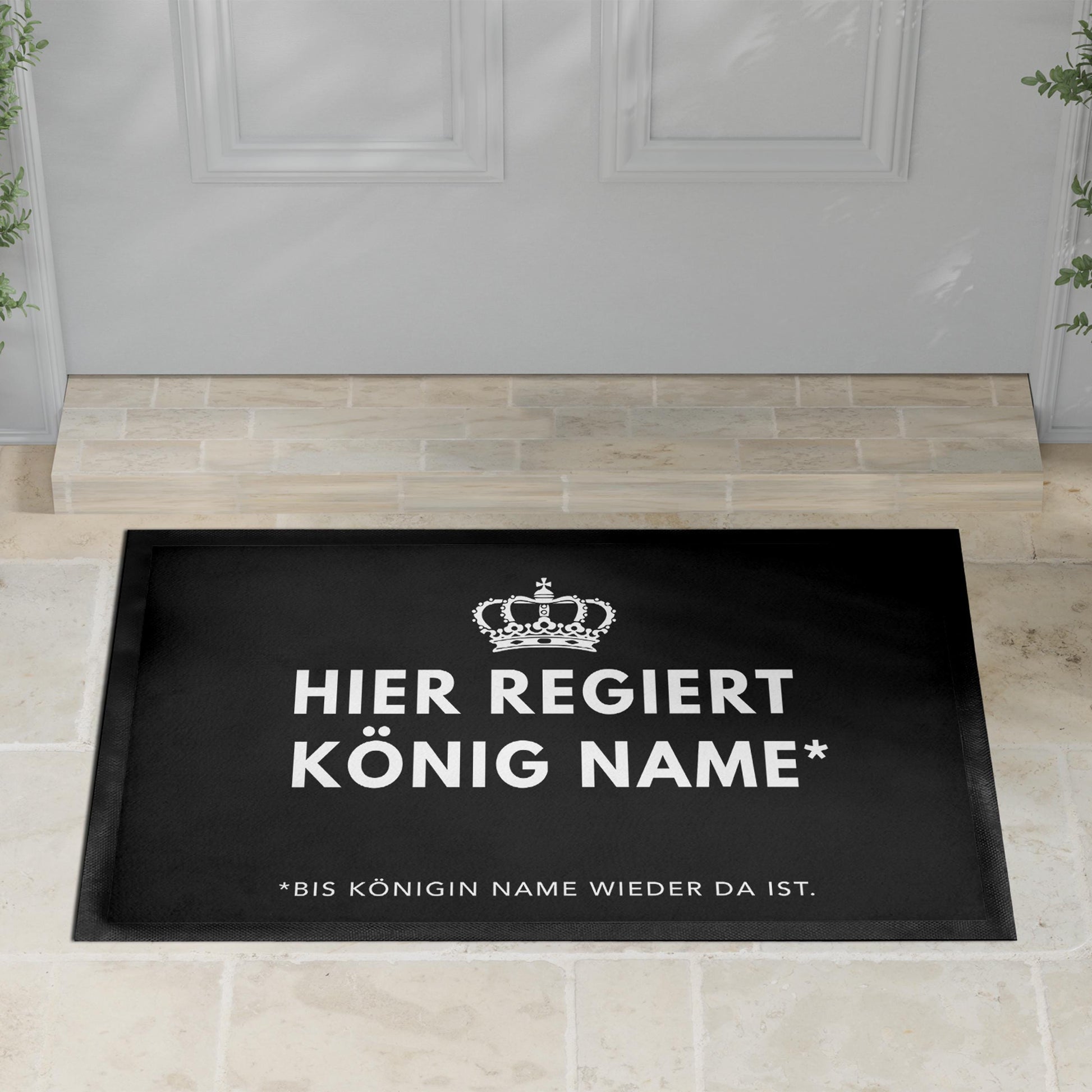 Lustige Fußmatte personalisiert König Königin Wohnung Einweihungsgeschenk witzig Geschenk zum Einzug Schmutzfangmatte für Innen 60x40 cm