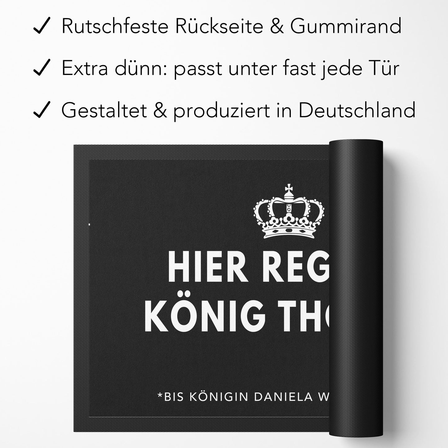 Lustige Fußmatte personalisiert König Königin Wohnung Einweihungsgeschenk witzig Geschenk zum Einzug Schmutzfangmatte für Innen 60x40 cm