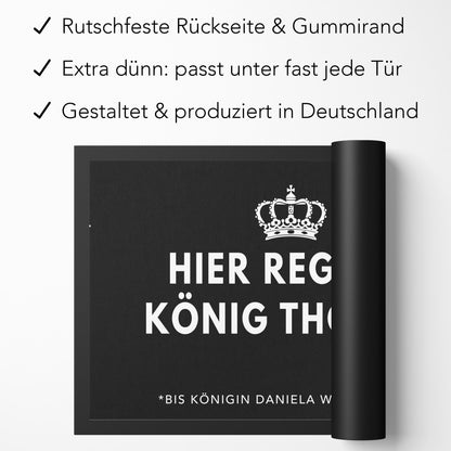 Lustige Fußmatte personalisiert König Königin Wohnung Einweihungsgeschenk witzig Geschenk zum Einzug Schmutzfangmatte für Innen 60x40 cm