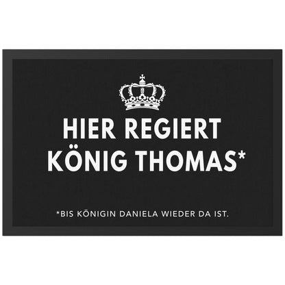Lustige Fußmatte personalisiert König Königin Wohnung Einweihungsgeschenk witzig Geschenk zum Einzug Schmutzfangmatte für Innen 60x40 cm
