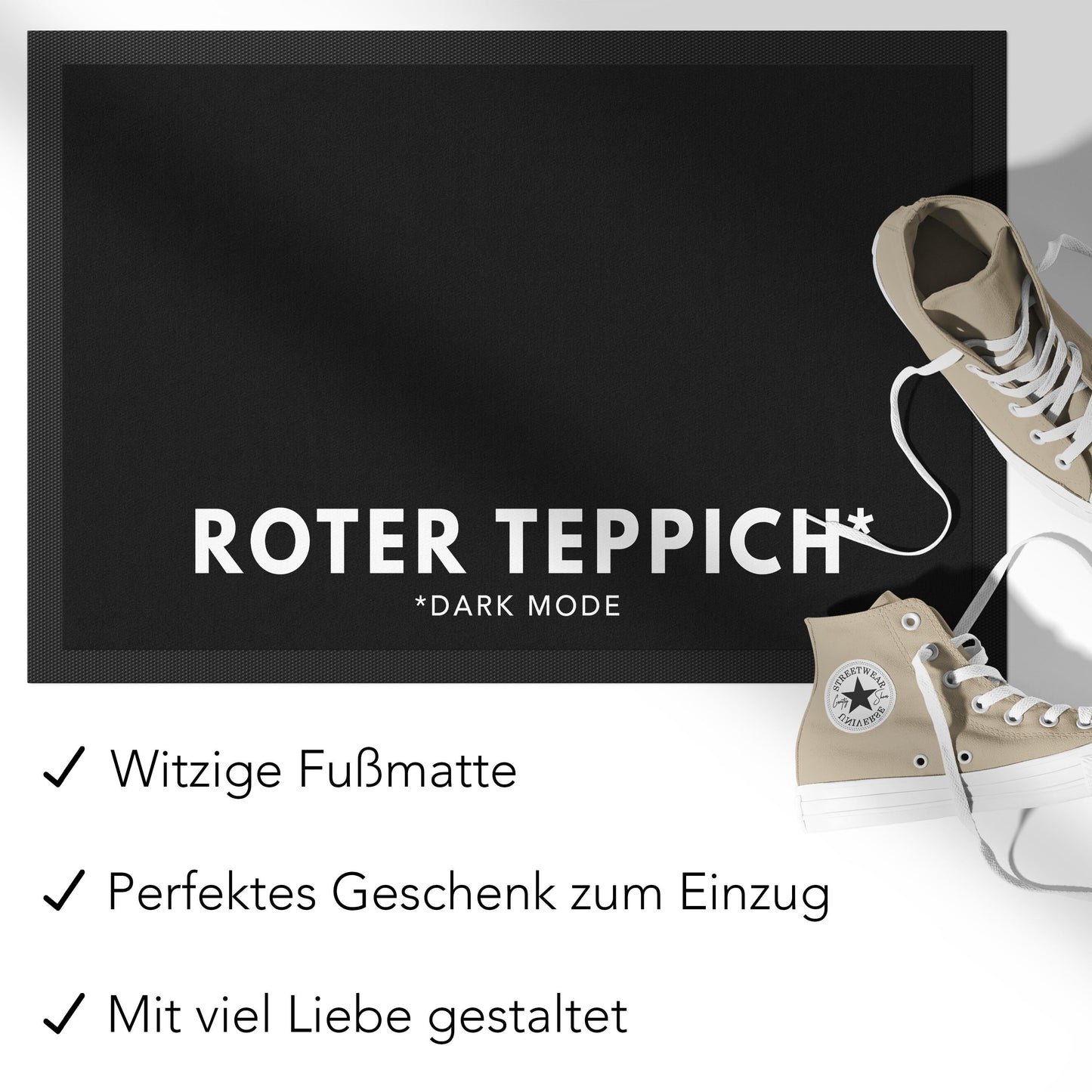 Roter Teppich Fußmatte Innen lustig Geschenk witzige Schmutzfangmatte Einweihungsgeschenk Wohnung Fußabtreter für Innen 60x40 cm