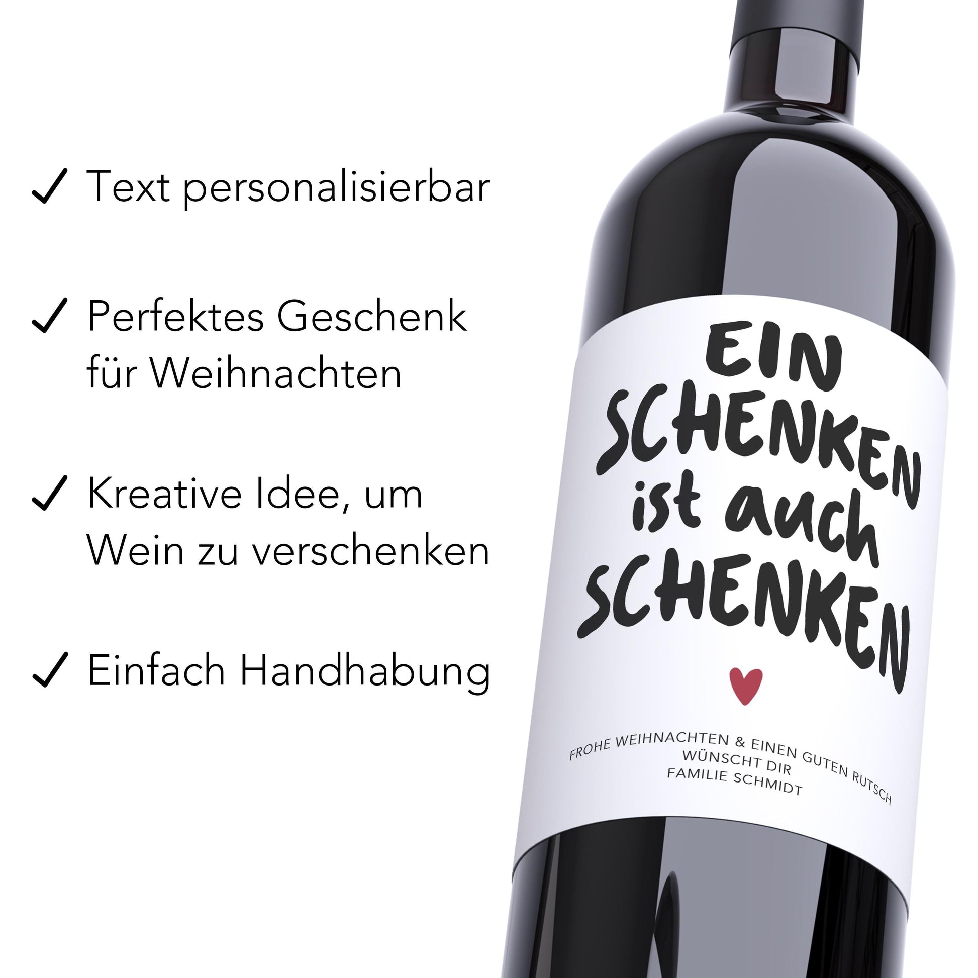 Weihnachtsgeschenk Weinetiketten personalisiert Flaschenetiketten Weihnachten Geschenk Wein Etiketten selbstklebend 2 Stk. | 10x12 cm