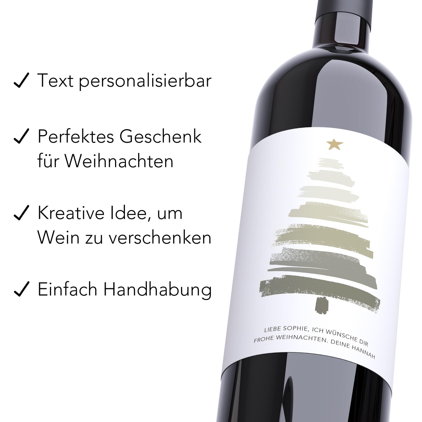 Weihnachten Weinetiketten personalisiert Weihnachtsbaum Weihnachtsgeschenk Geschenk Wein Etiketten selbstklebend 2 Stk. | 10x12 cm