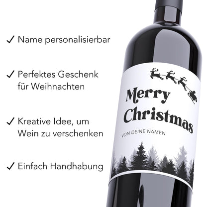 Merry Christmas Weihnachten Flaschenetiketten personalisiert Weihnachtsgeschenk Geschenk Wein Etiketten selbstklebend 2 Stk. | 10x12 cm