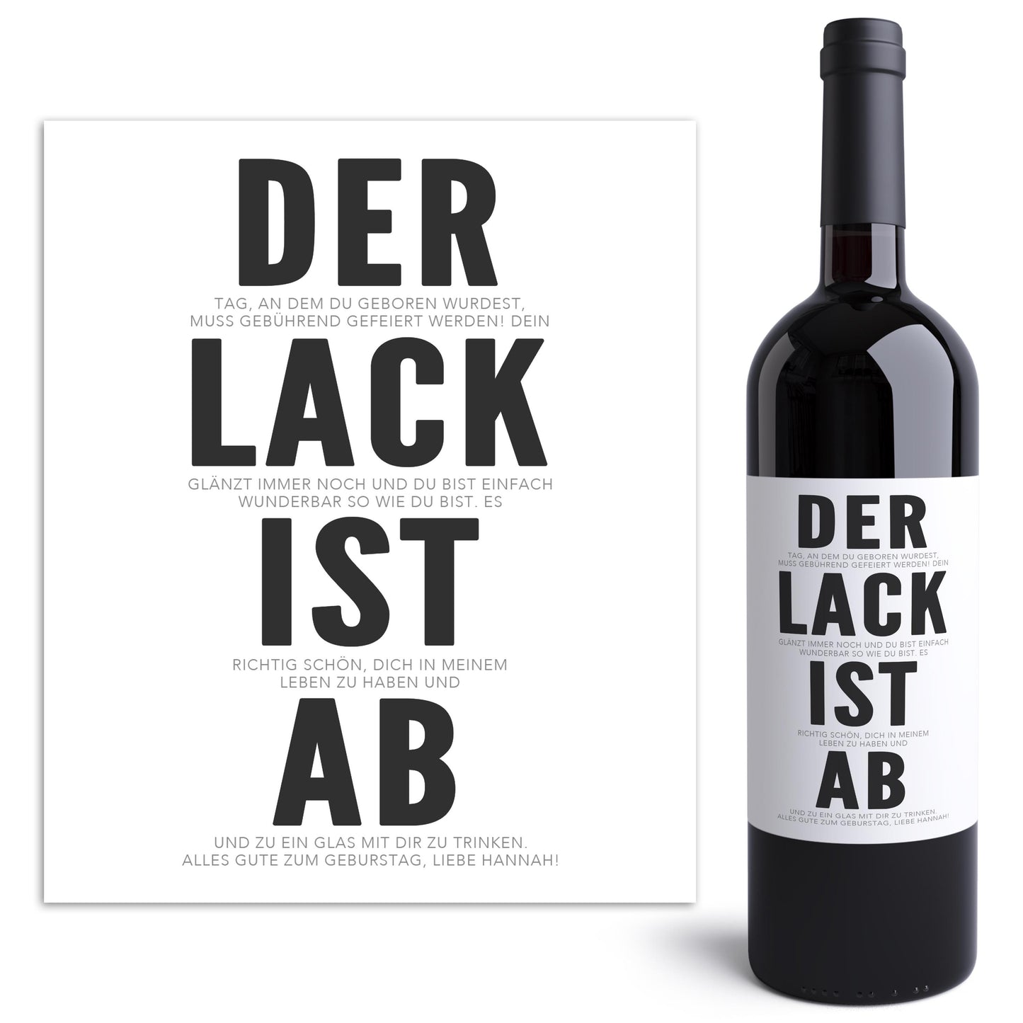 Geburtstagsgeschenk Frau Flaschenetiketten personalisiert "Der Lack ist ab" Geburtstag Geschenk Etiketten selbstklebend 2 Stück | 10x12 cm