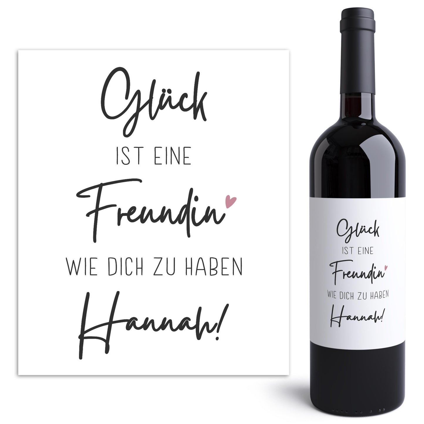 Glück ist eine Freundin wie dich zu haben Weinetiketten personalisiert Geburtstagsgeschenk Geburtstag Frau Wein Etiketten 2 Stk. | 10x12 cm