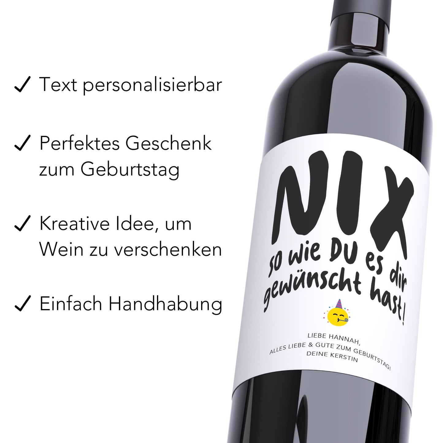 Nix Geldgeschenk Geburtstag personalisierte Wein Flaschenetiketten Nichts Geburtstagsgeschenk Etiketten selbstklebend 2 Stk. | 10x12 cm