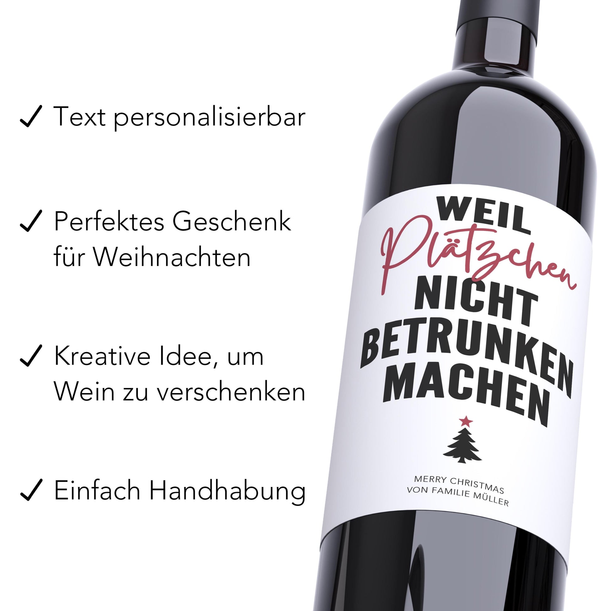 Weinetiketten Weihnachten personalisierte Flaschenetiketten Weihnachtsgeschenk Geschenk Wein Etiketten selbstklebend 2 Stück | 10x12 cm