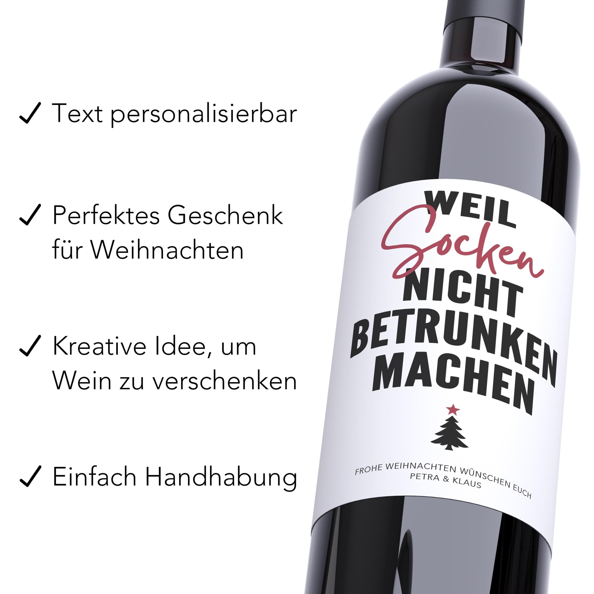 Weihnachten Weinetiketten personalisierte Flaschenetiketten Weihnachtsgeschenk Geschenk Wein Etiketten selbstklebend 2 Stück | 10x12 cm